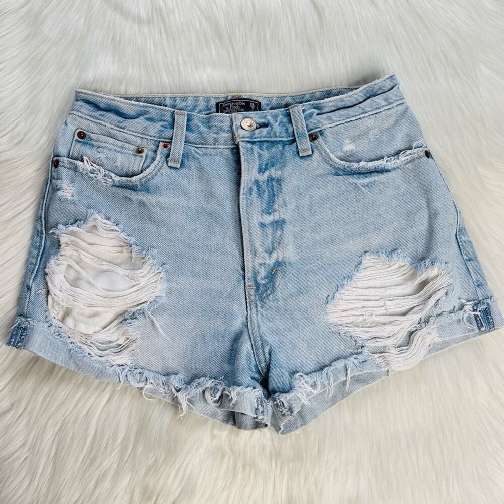 Abercrombie Annie High Rise Distressed Denim Cut Offs